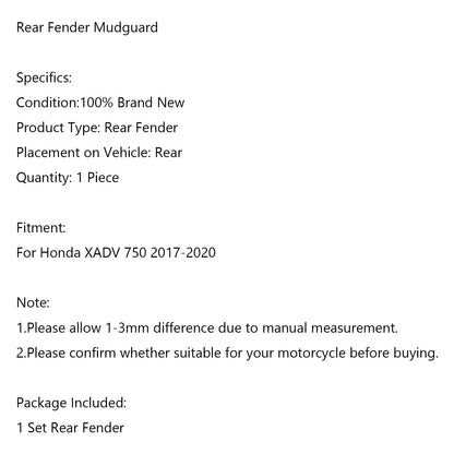 Moto Parafango Posteriore Pneumatico Hugger Parafango per Honda XADV 750 2017-2020 Generico