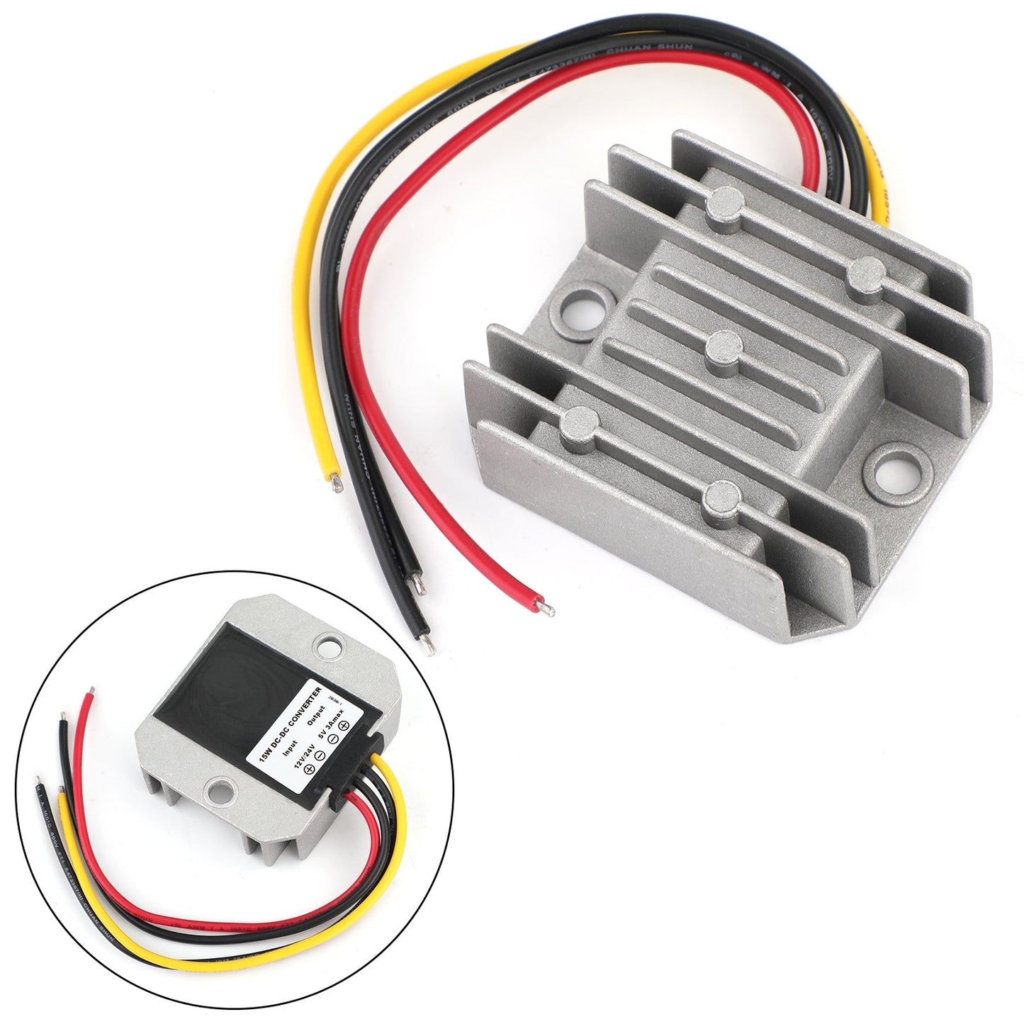 Impermeabile 12V/24V a 5V 3A 15W Step Down Regolatore convertitore di potenza DC/DC