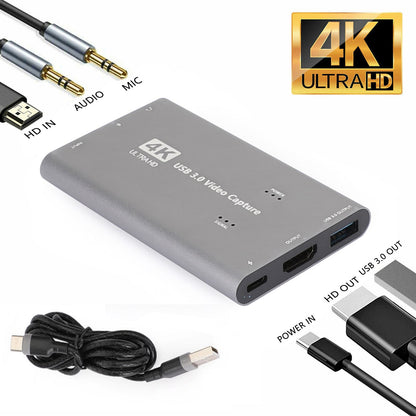 4K 1080p 60fps HD a USB 3.0 Video Capture Card Game Live Recorder Plug and Play