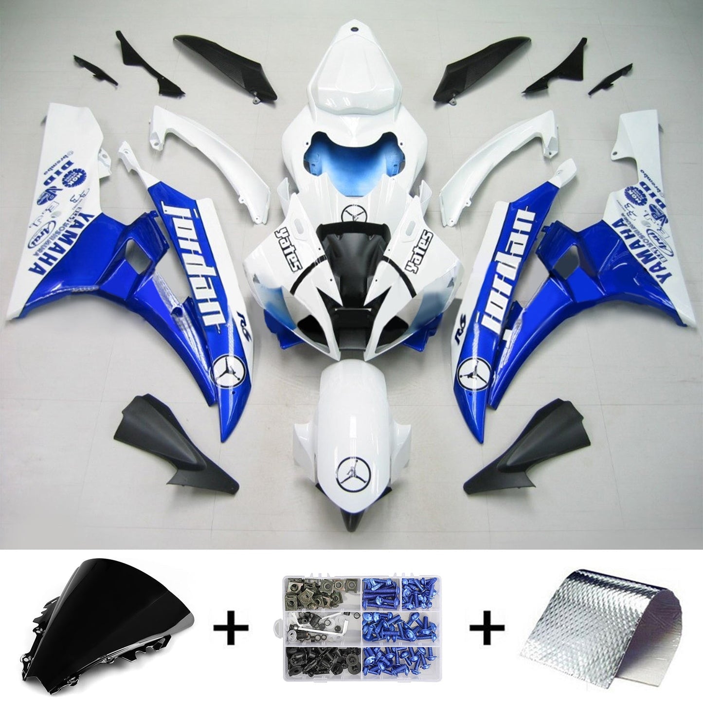 Amotopart Yamaha 2006-2007 YZF 600 R6 Kit di carenatura blu bianca