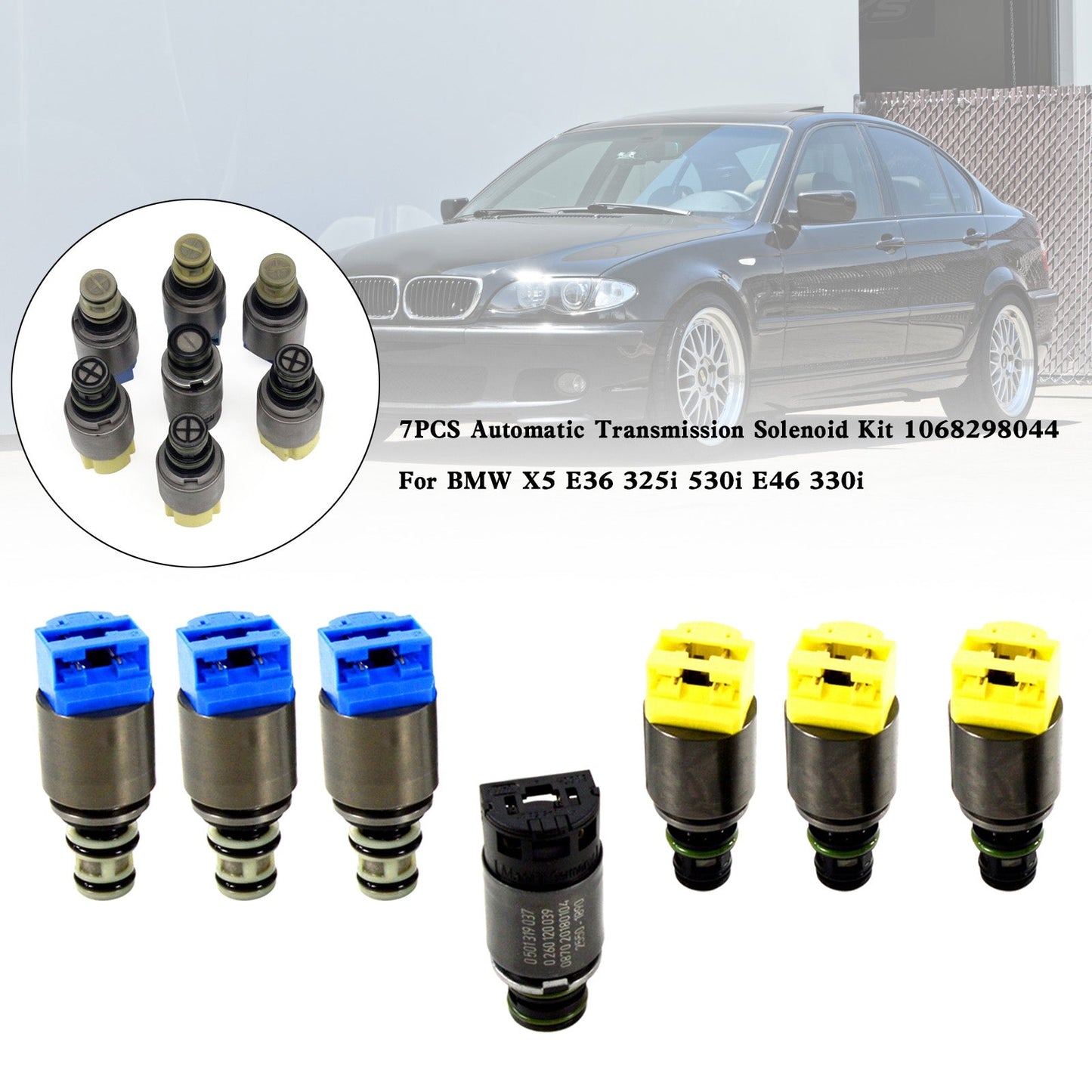7PCS Trasmissione Automatica Solenoide Kit 1068298044 Per BMW X5 E36 325i 530i E46