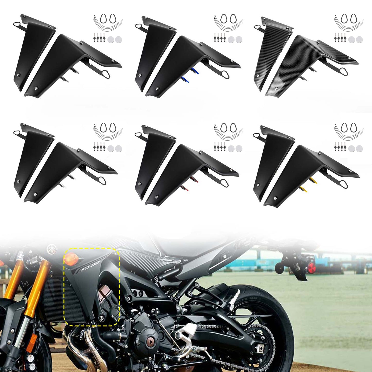 2021-2022 Yamaha MT-09 SP FZ09 Spoiler laterali Deflettore alare aerodinamico