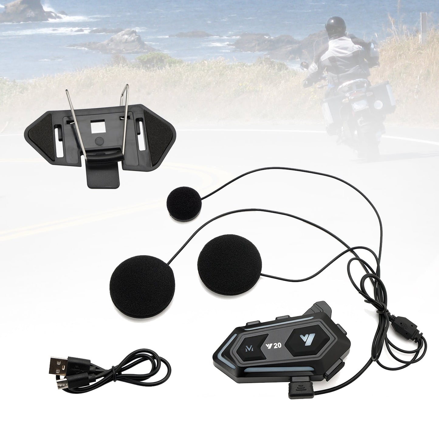 Casco auricolare Bluetooth auricolare lettore wireless universale Y20 per moto