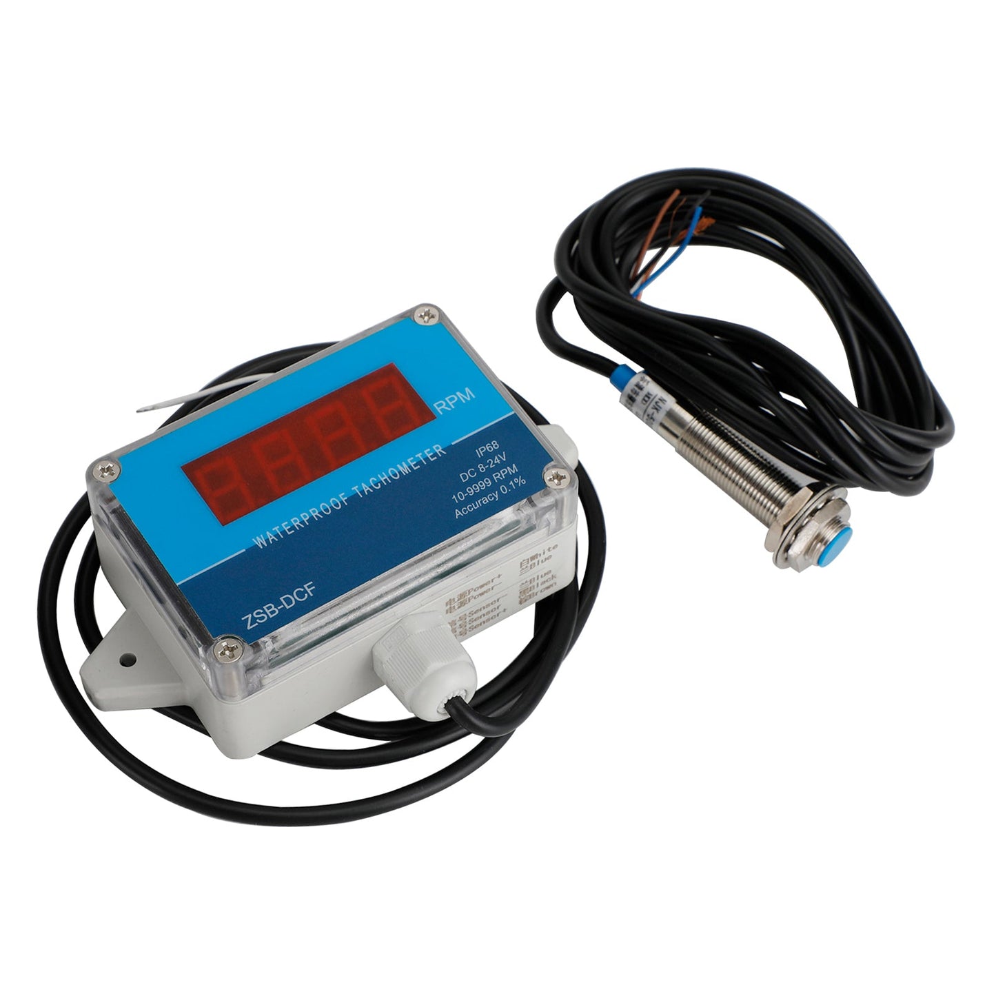 DC 8-24V Hall Contagiri Digital LED Misuratore di velocità del motore Tester IP68 Impermeabile