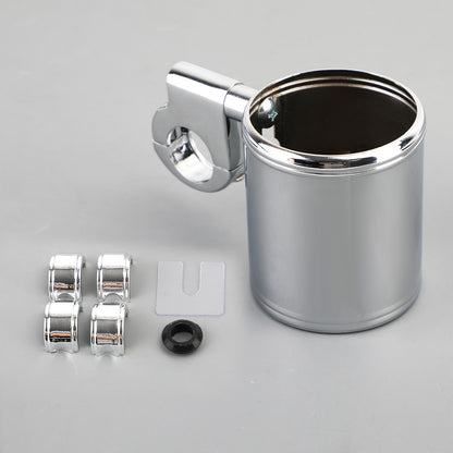 Portabicchieri cromato per moto ATV adatto per manubrio universale generico da 7/8 "1" 1-1 / 4 "