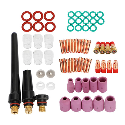 71PCS TIG Welding Torch Stubby Gas Lens #12 Pyrex Glass Cup Kit per WP-17/18/26