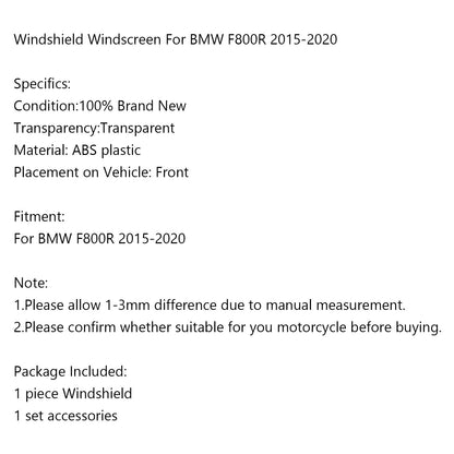 Parabrezza per parabrezza moto in plastica ABS per BMW F800R 2015-2020 generico