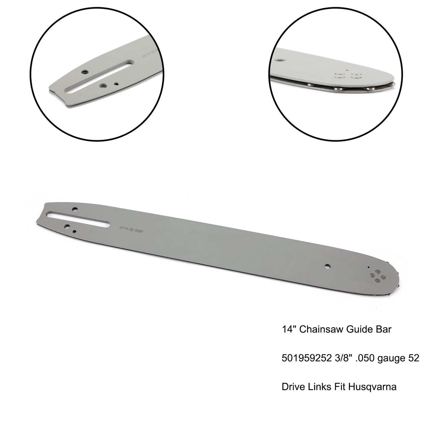 Barra di guida per motosega da 14" 501959252 3/8" calibro .050 52 maglie di trasmissione per Husqvarna