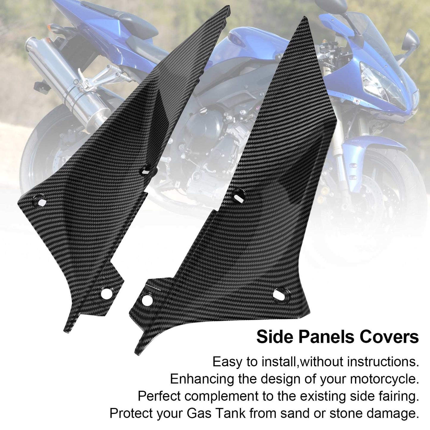Carenatura laterale del pannello di copertura del rivestimento del serbatoio del gas per Yamaha YZF R1 2002-2003 Carbonio generico
