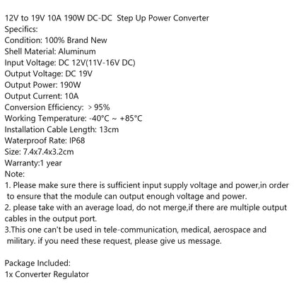 Convertitore 19V 190W 10A Boost Modulo Regolatore a 12V Alimentatori Impermeabile