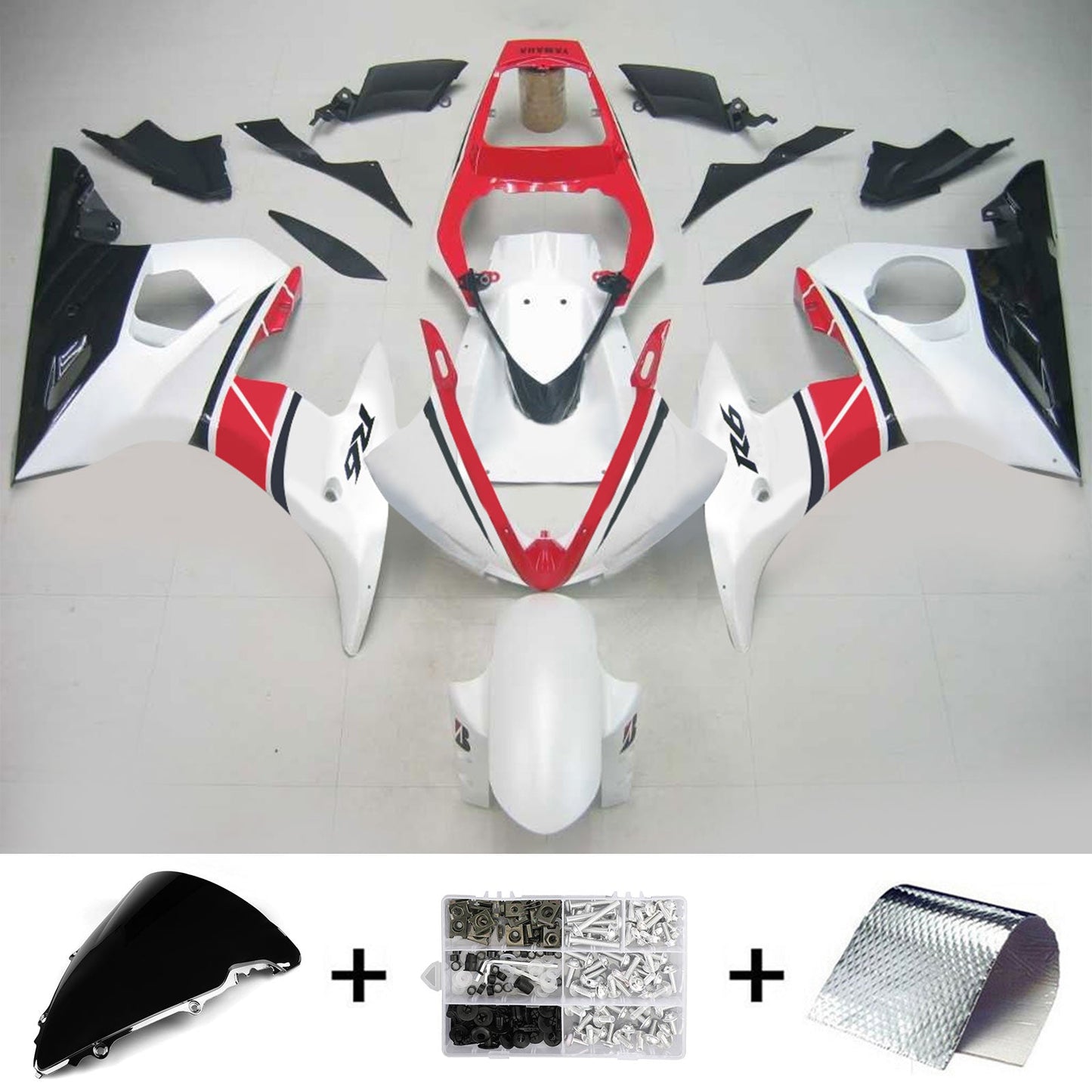 Amotopart Yamaha 2005 YZF 600 R6 Kit di paura rosso bianco