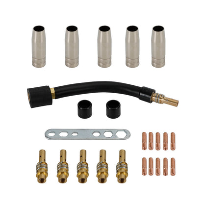 24 Pcs 15AK MIG/MAG Torcia di Saldatura Punte di Contatto Supporto Ugello Gas Collo di Cigno Parti