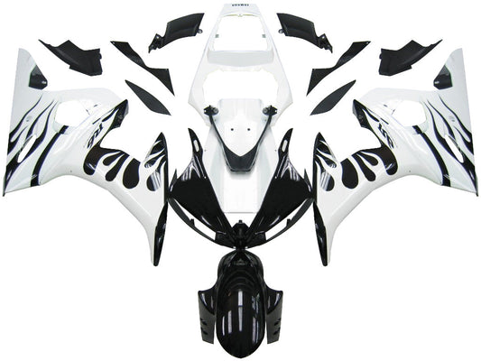 Amotopart 2003-2004 Yamaha R6 e 2006-2009 YZF R6S Disguise White? e kit di fiamma nera