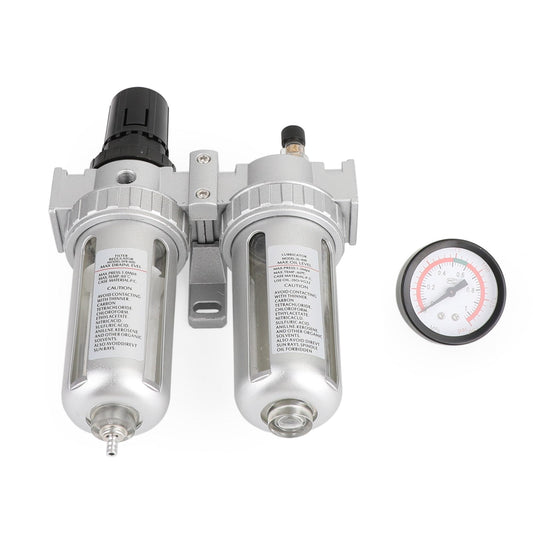 1/2"in Filtro compressore d'aria Separatore acqua olio Trappola Strumenti con manometro regolatore
