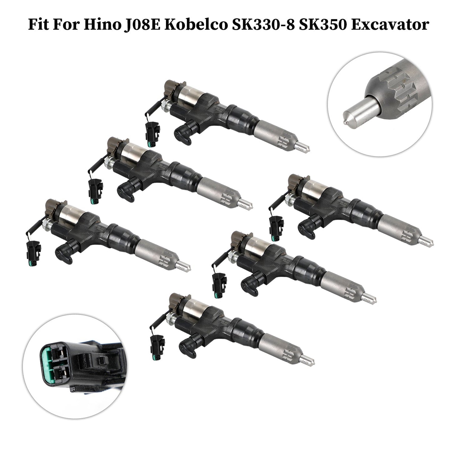 1984-2018 Hino J08E Kobelco 3.8 4.7 Diesel 6PCS Iniettori di carburante 095000-6593