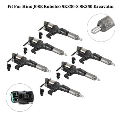 1984-2018 Hino J08E Kobelco 3.8 4.7 Diesel 6PCS Iniettori di carburante 095000-6593