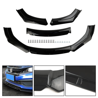 4 pezzi protezione diffusore splitter kit corpo labbro paraurti anteriore universale per auto nero