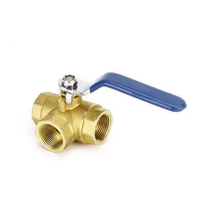 Maniglia a leva con attacco a L femmina a 3 vie Maniglia a leva 3/4" NPT in ottone forgiato