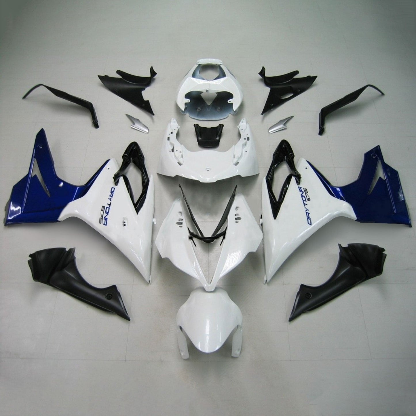 Amotopart Triumph 2013-2016 Daytona 675 White con kit di carenatura blu