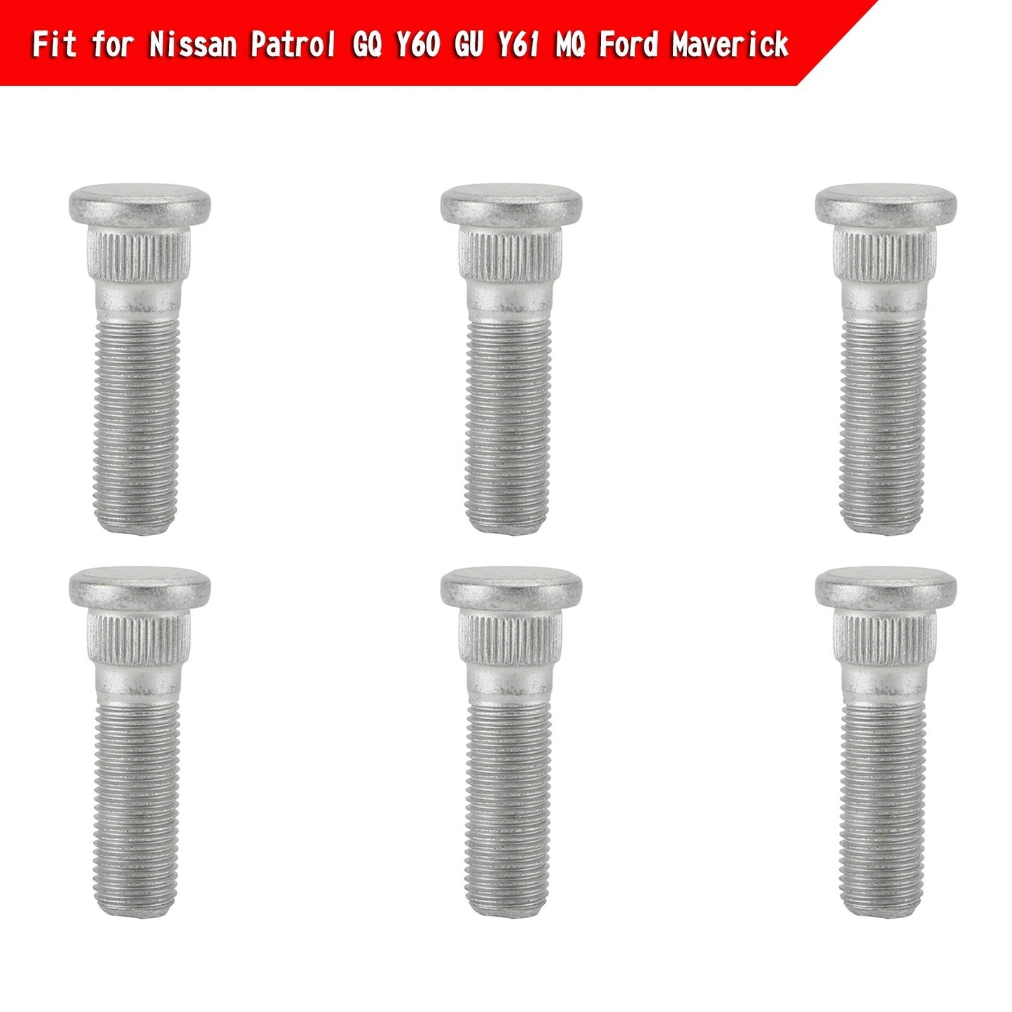 6pcs kit perno ruota anteriore adatto per Nissan Patrol GQ Y60 GU Y61 MQ Ford Maverick generico