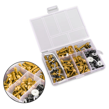 158pcs Moto Sportbike Parabrezza Carenatura Kit Bullone Clip di Fissaggio Vite Oro