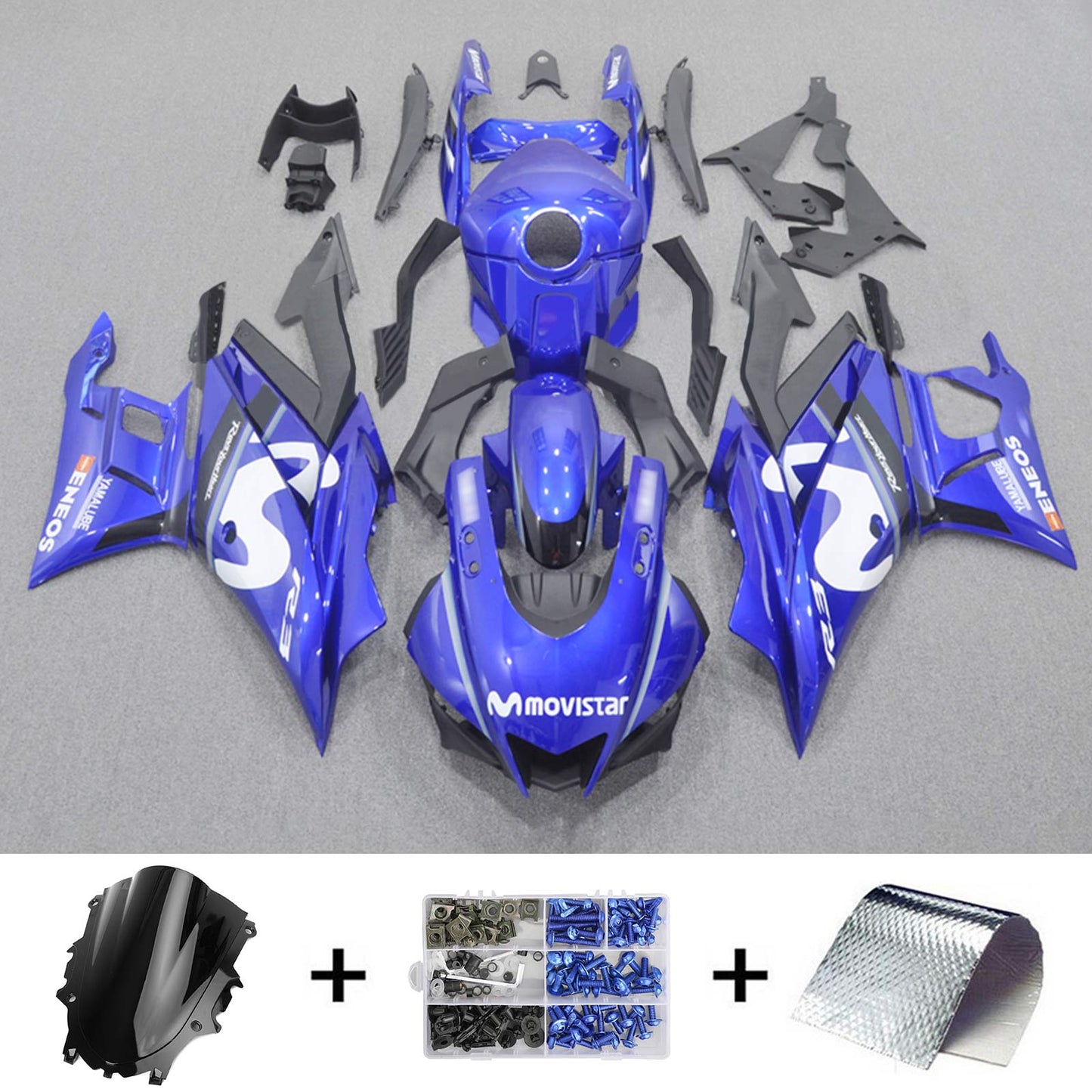 Amotopart Yamaha 2019-2021 YZF R3/YZF R25 Kit di spostamento blu nero