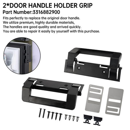 2 × Maniglia per porta del frigorifero per camper, impugnatura nera, hardware per Dometic 3316882900