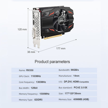 Scheda grafica RX550 DDR5 4G Interfaccia display HD indipendente per scheda grafica