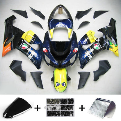 Amotopart Kawasaki 2005-2006 ZX6R 636 Kit di rivestimento dei cartoni animati blu