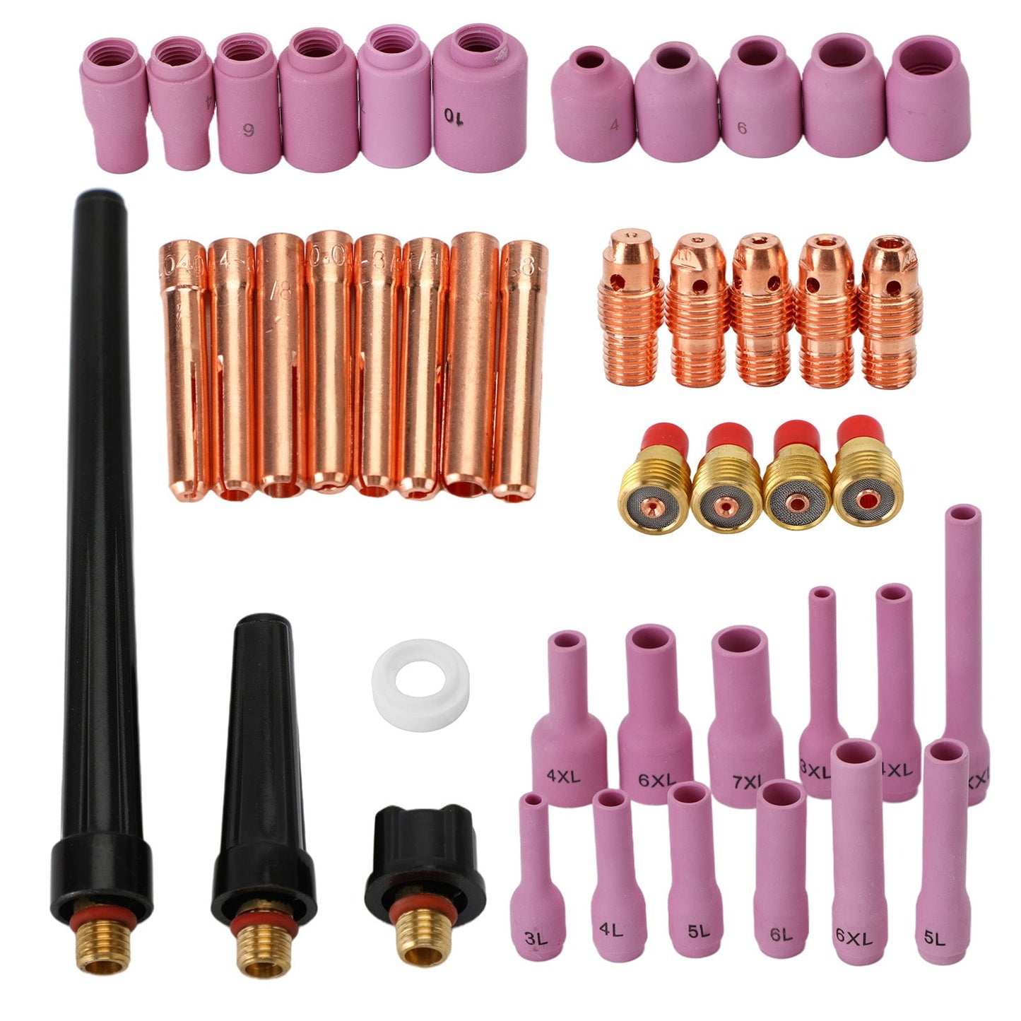 46Pcs Tig Gas Lens Collet Body Misura assortita Fit Tig Welding Torch Wp9 20 25
