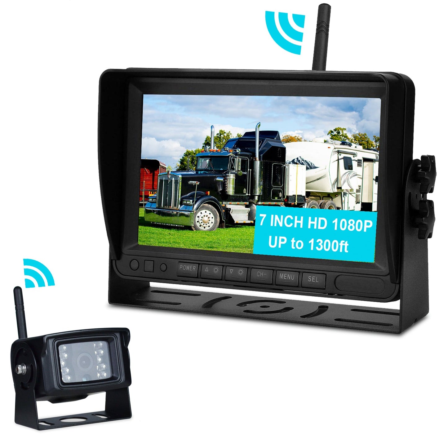 7" Wireless AHD 1080P Display 1CH Kit telecamera di retromarcia per retromarcia per camion rimorchio