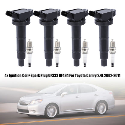 2010-2012 Lexus HS250H L4 2.4L 4x bobina di accensione + candela UF333 UF494