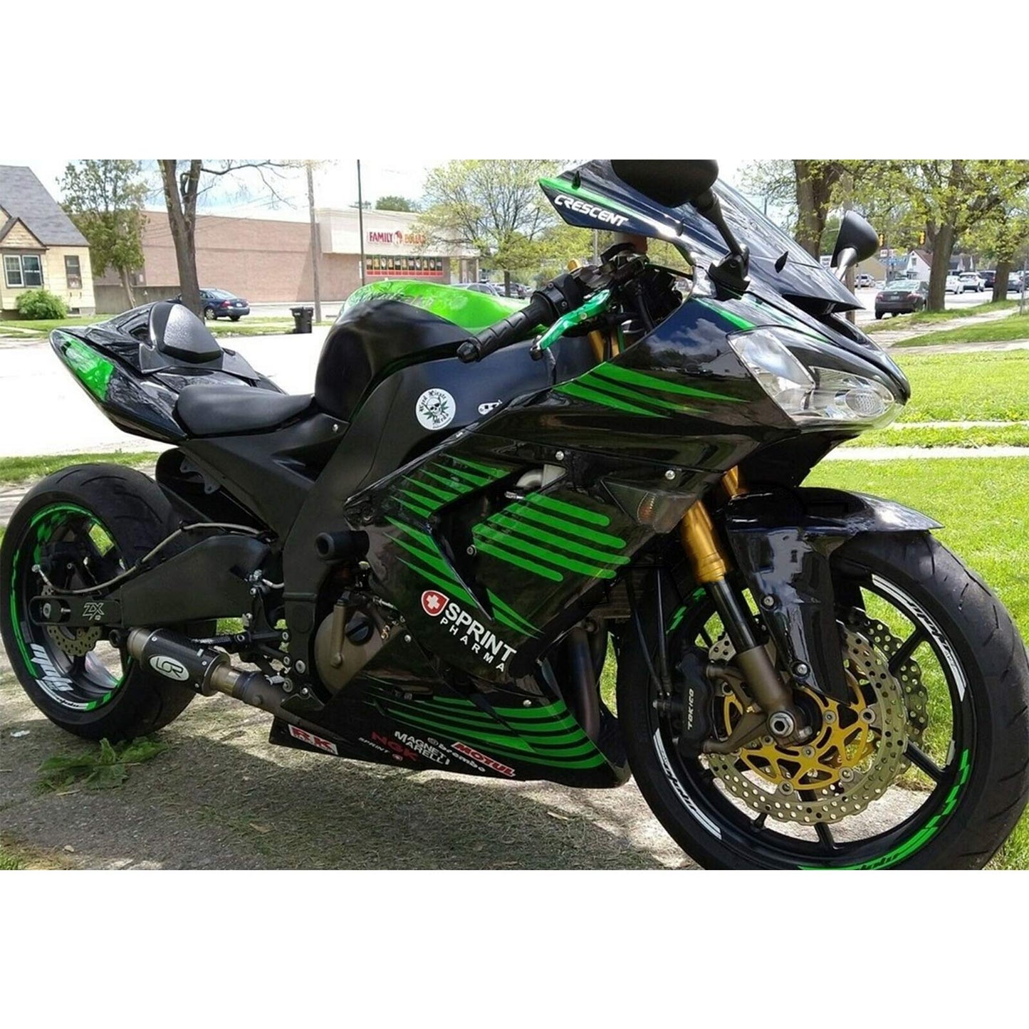 Amotopart Kawasaki 2004-2005 ZX10R Green Mix Black Cycle CIT Kit