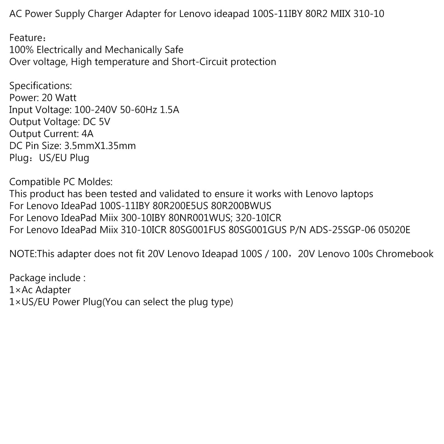 Caricatore di alimentazione adattatore di alimentazione CA 5V per Lenovo Miix 310-10Icr Ads-25Sgp-06 05020E