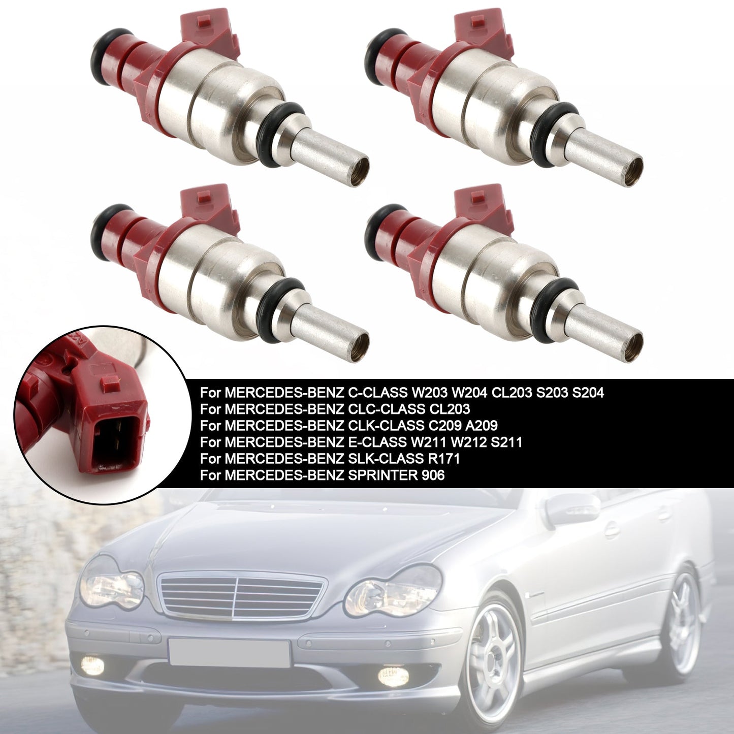 4PCS Iniettore di carburante A2710780023 Adatto per Mercedes Benz Classe C Classe CLK 1.8L