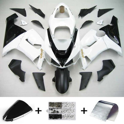 Amotopart Kawasaki 2005-2006 ZX6R 636 kit di paura nero bianco