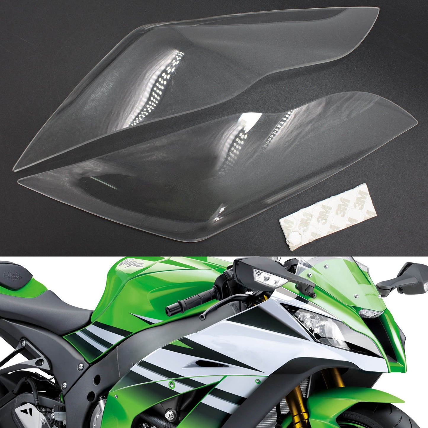 Protezione lente faro anteriore adatta per Kawasaki Zx-10R Zx 10R 2011-2015 fumo generico