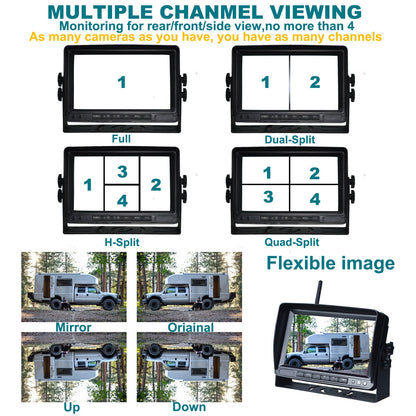 Kit telecamera di backup per retrovisione AHD 1080P wireless con display da 7 pollici per rimorchio per camion