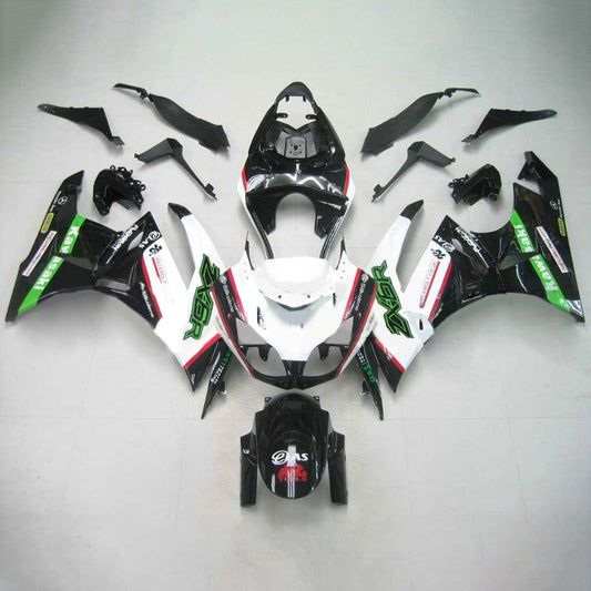 Amotopart Kawasaki 2009-2012 ZX6R 636 kit di carenatura nera verde bianco