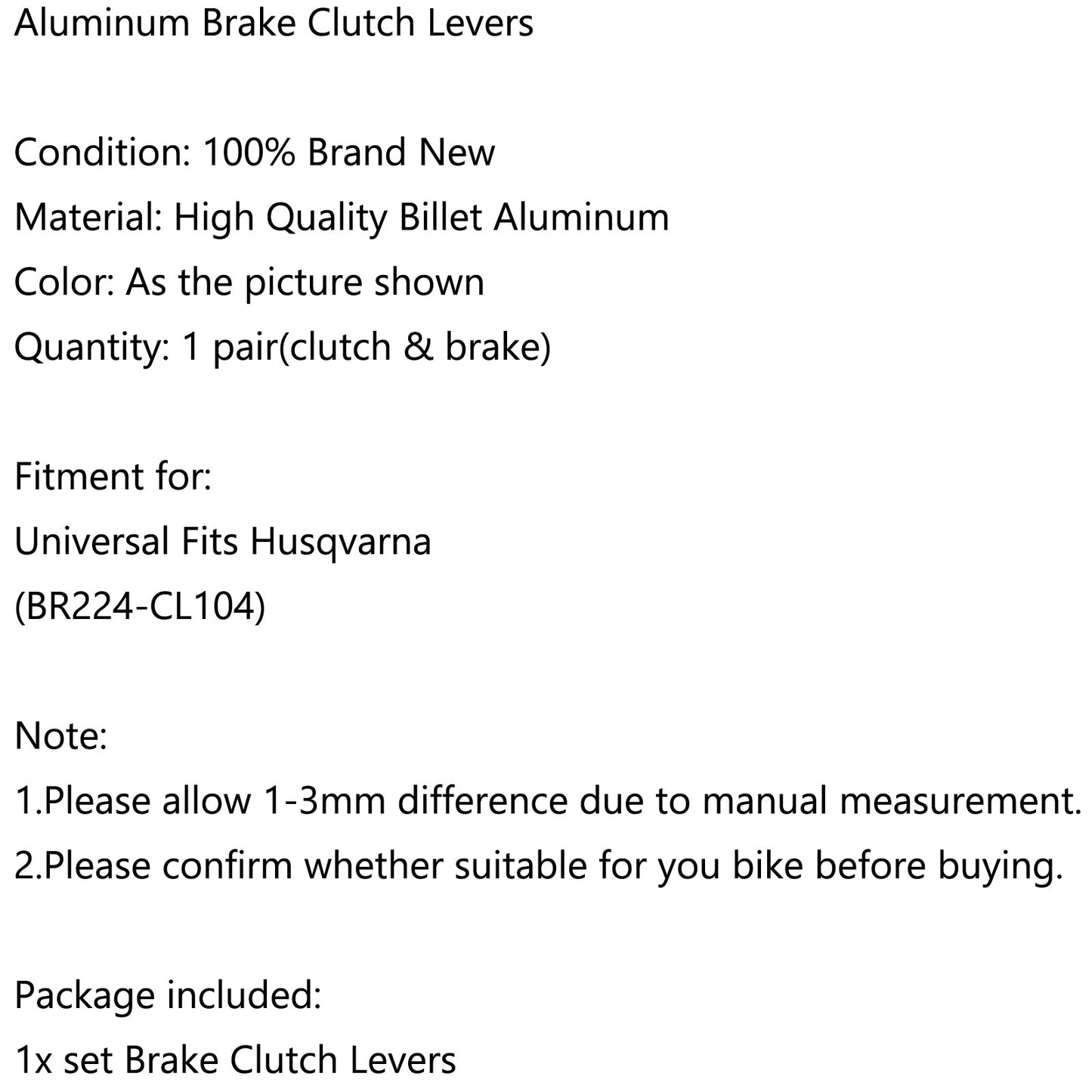 Le migliori offerte per Coppia Moto Alluminio CNC Perno Freno Frizione Leve Dirt Bike Fits Husqvarna Generico sono su ✓ Confronta prezzi e caratteristiche di prodotti nuovi e usati ✓ Molti articoli con consegna gratis!