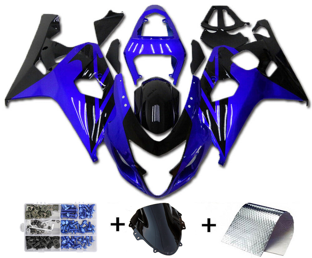 Amotopart Scaining Suzuki GSXR600 750 2004-2005 Kit di rivestimento nero blu nero