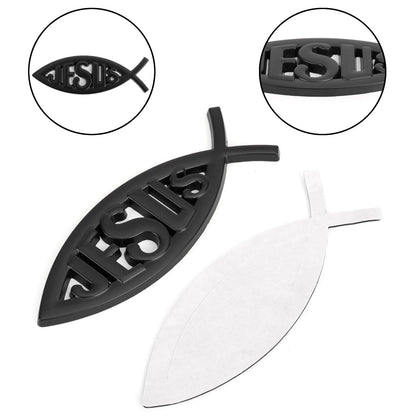 3D auto decalcomania emblema adesivo Dio religioso per Gesù cristiano pesce simbolo argento