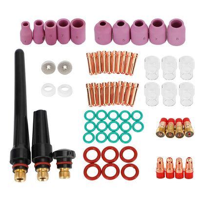 71PCS TIG Welding Torch Stubby Gas Lens #12 Pyrex Glass Cup Kit per WP-17/18/26