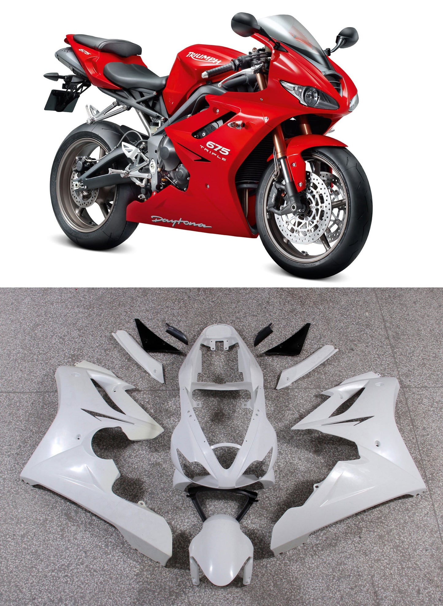 Carene 2006-2008 Triumph Daytona 675 Rosso Daytona Racing Generico