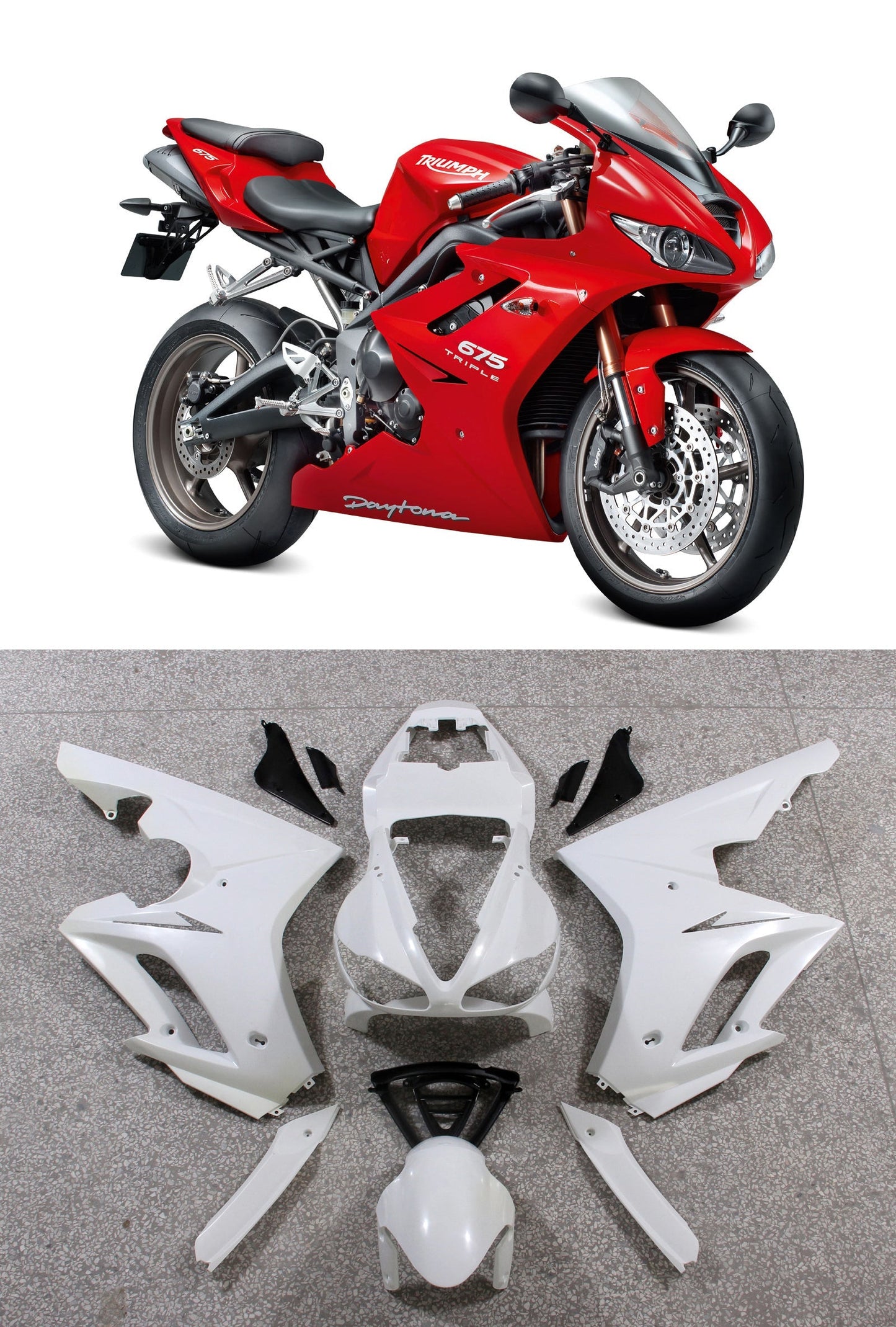 Carene 2009-2012 Triumph Daytona 675 Rosso Daytona Generico