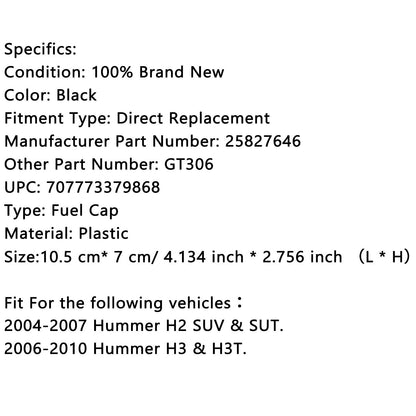 2004-2010 Hummer H2 H3 H3T GM 25827646 Tappo serbatoio carburante
