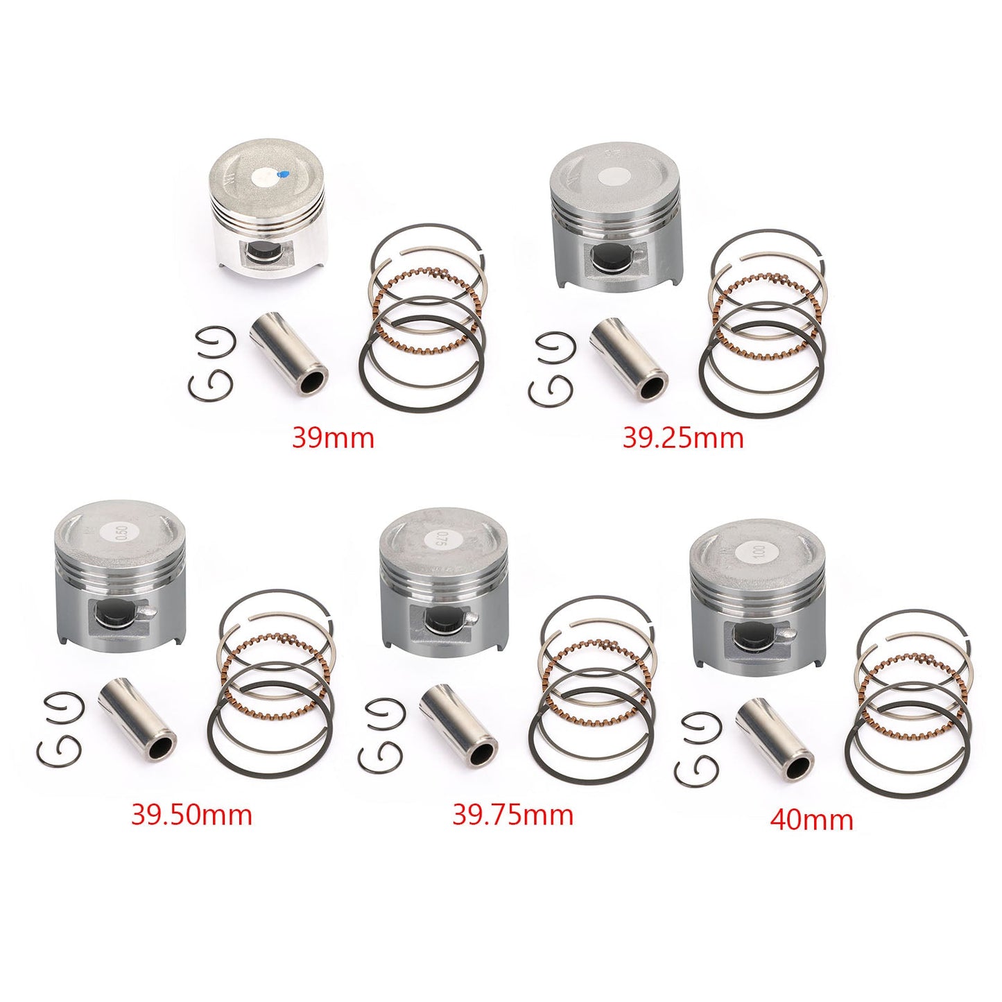 Piston Pin Ring Set STD / +0.25 / +0.50 / +0.75 / +1.00 Alesaggio Misura per Honda C50 CUB CRF 50 F ST ZB Z 50 J/R 1985-2012 Generico