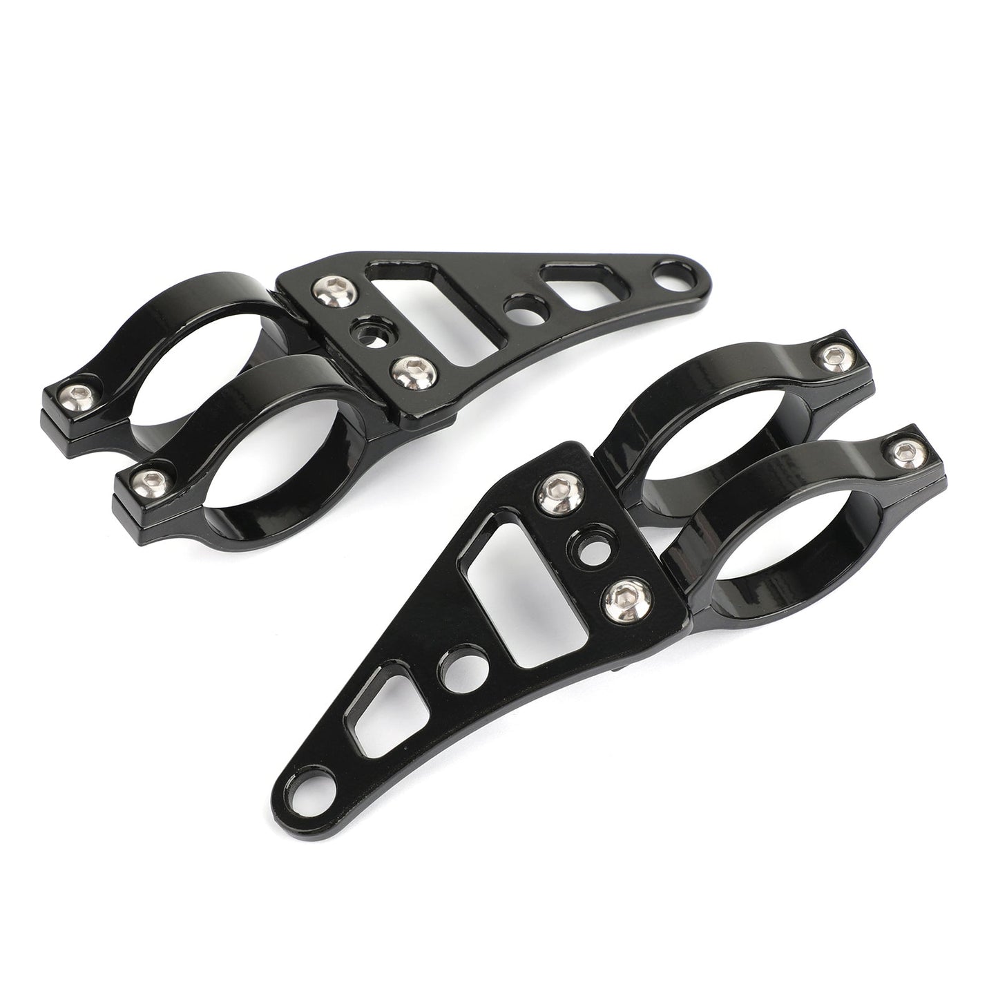 Le migliori offerte per Universal 41mm Headlight Mount Bracket Fork Ear Chopper Cafe Racer Black Generic