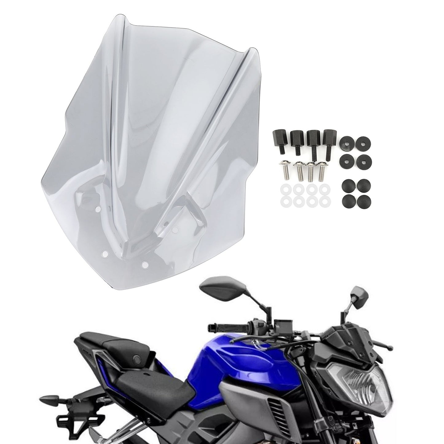 Parabrezza per parabrezza moto in plastica ABS per Yamaha MT125 2015-2019 Generico