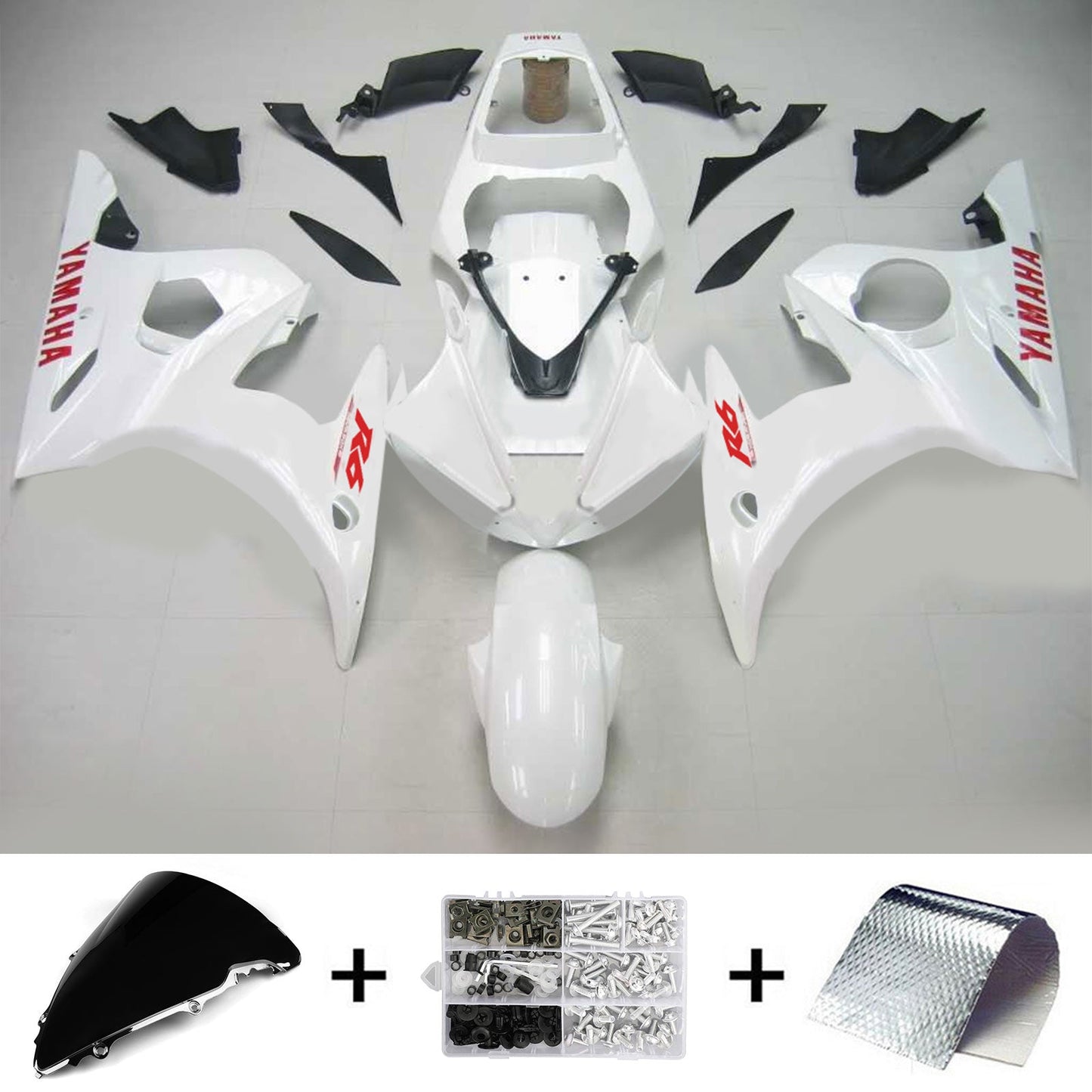 Amotopart Yamaha 2003-2004 YZF 600 R6 e 2006-2009 YZF R6S Kit carenatura bianca